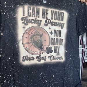 New Black Speckled 'I Can Be Your Lucky Penny' Graphic Tee